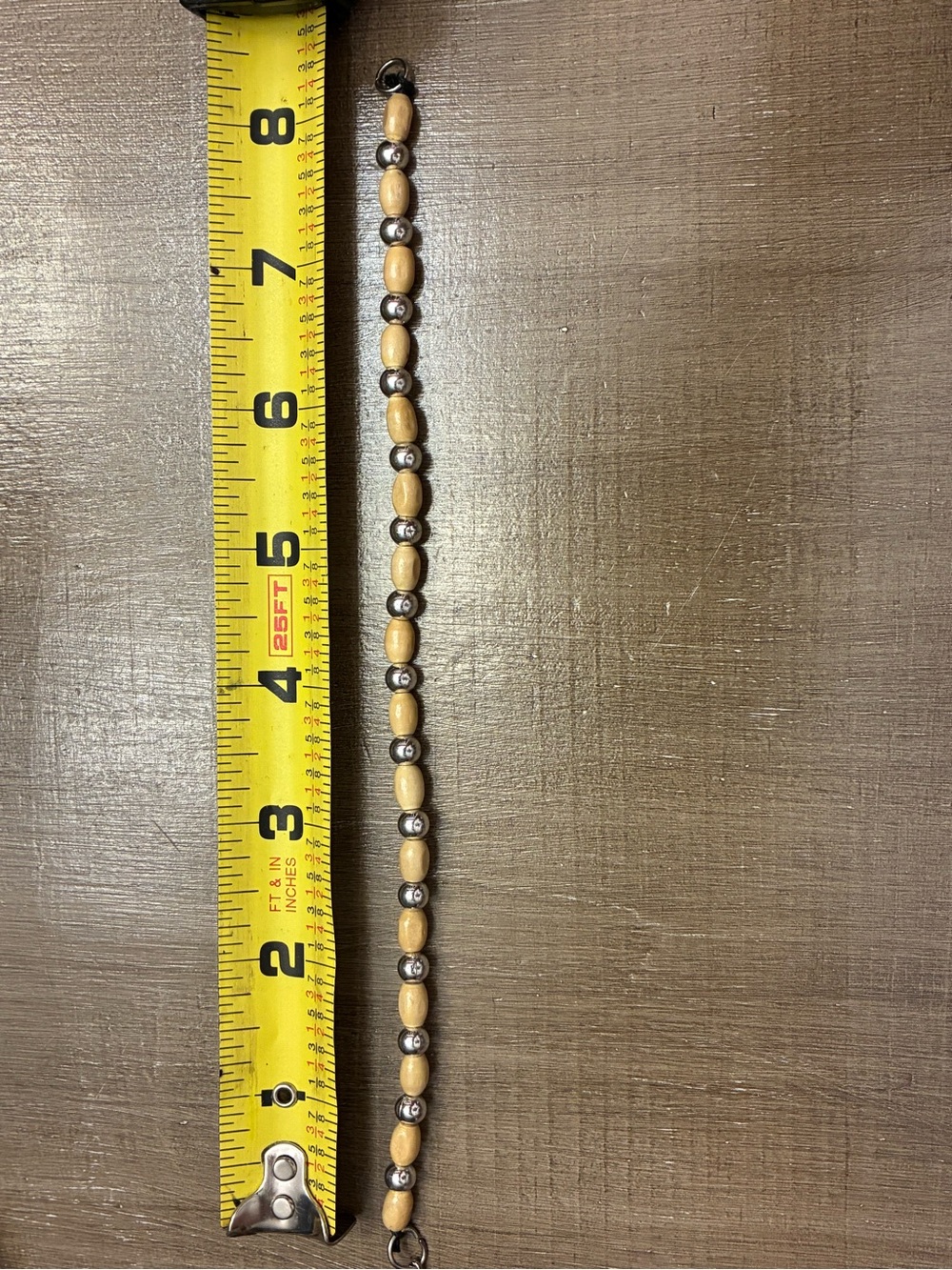 Beaded Wood and Silver-Tone Bracelet - Natural